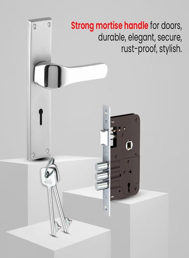 Link Renee Mortise Lock |for Main & Internal Door in Residential & Commercial Spaces | 8 Inches Heavy Duty Handle Set with Both Side Key Access, 3 Keys,6 Lever Lock Body |SS Finish|2 Years Warranty - Image 5